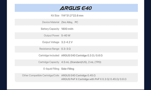 VOOPOO Argus E40 Pod System Kit 1800mAh 4.5ml – VOOPOO Argus E40 Pod System Kit 1800mAh 4.5ml
