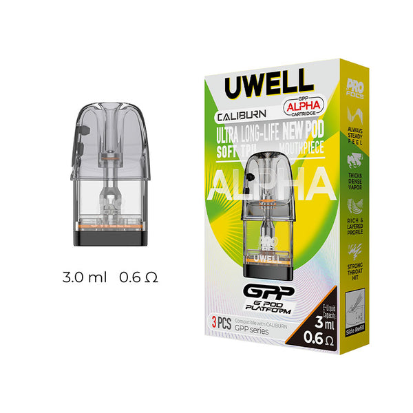 Uwell Caliburn GPP Alpha Cartridge – 0.6ohm - Side Refill (3pcs/pack)
