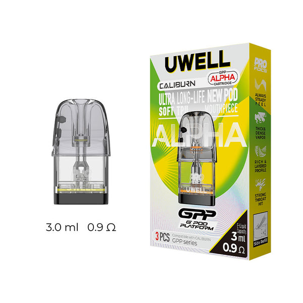 Uwell Caliburn GPP Alpha Cartridge – 0.9ohm - Side Refill (3pcs/pack)
