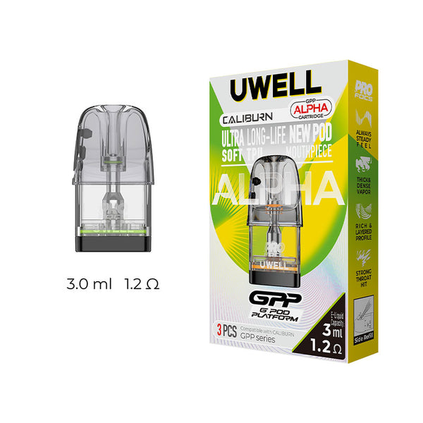 Uwell Caliburn GPP Alpha Cartridge – 1.2ohm - Side Refill (3pcs/pack)
