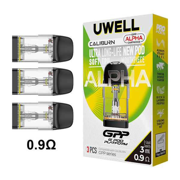 Uwell Caliburn GPP Alpha Cartridge – 0.9ohm - Top Refill (3pcs/pack)
