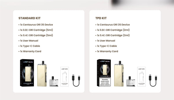 Kit système de pod Lost Vape Centaurus Ori 35 2500 mAh 5 ml (Max 35W) – Kit système de pod Lost Vape Centaurus Ori 35 2500 mAh 5 ml (Max 35W)
