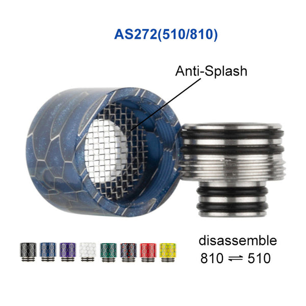 Reewape Drip Tip Résine Couleur Aléatoire (10pcs/paquet) – AS272(510/810) - 1 pack
