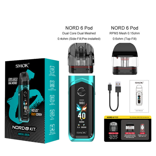 Kit système Pod SMOK Nord 6 3800 mAh 5 ml (80 W max.) – Kit système Pod SMOK Nord 6 3800 mAh 5 ml (80 W max.)
