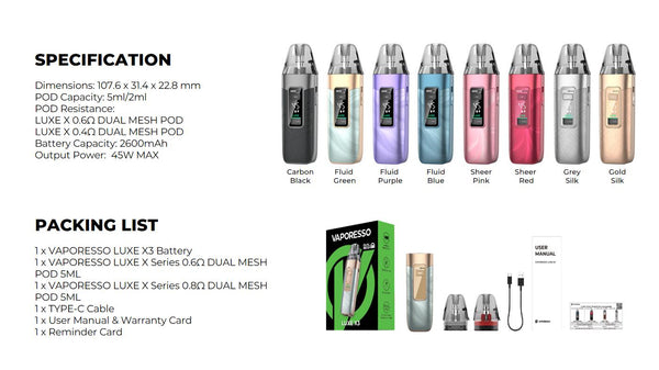 Vaporesso LUXE X3 Pod Mod Kit 2600mAh 5ml (Max 45W) – Vaporesso – Image 18